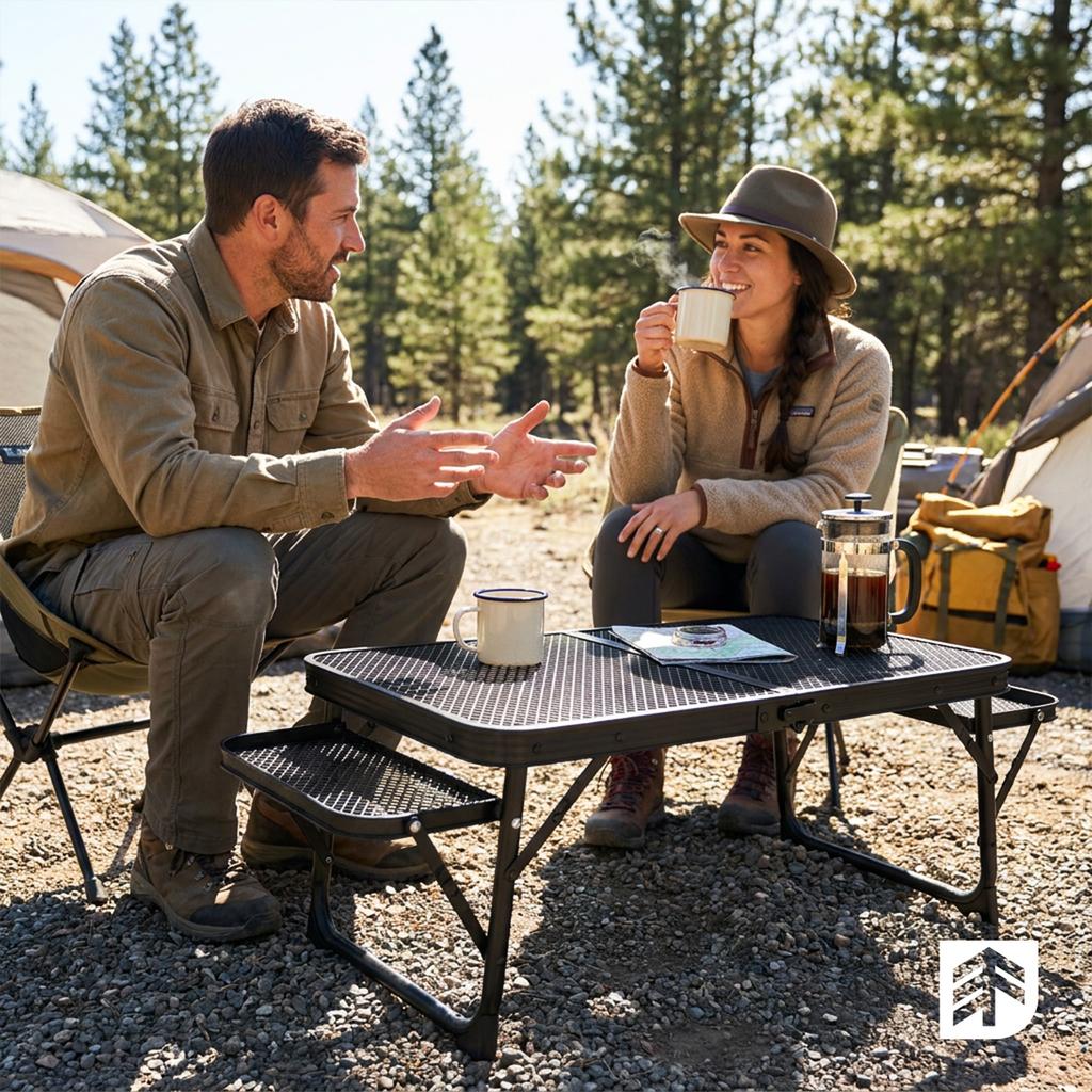 Epifit Flip 70 Folding Camping Table With Side Shelves