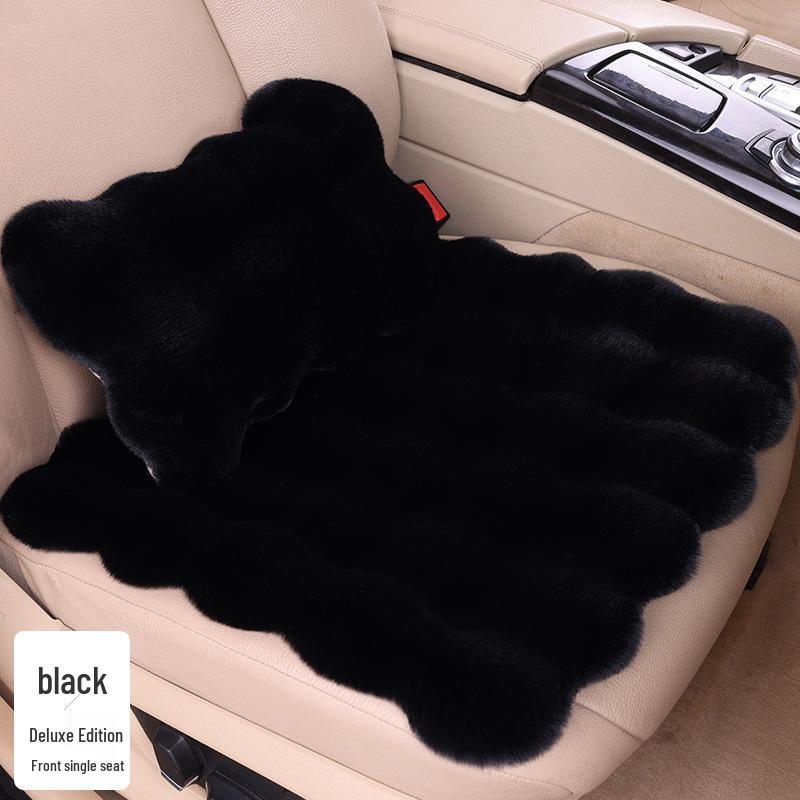 Winter Fleece Rabbit Fur Plush Car Seat Cushion 3-Piece Set