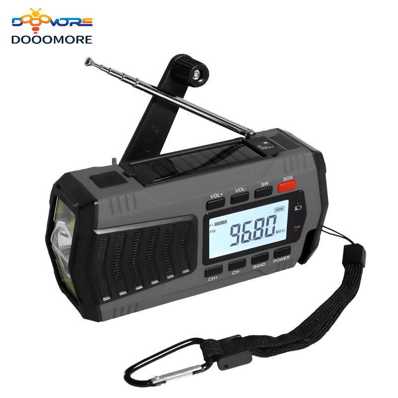 4000mAh Solar Hand-Crank Emergency Radio & LED Flashlight for Camping