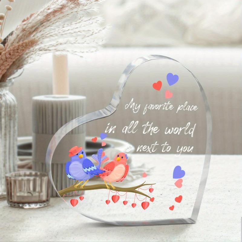 2D flaches Acryl-Schreibtischornament zum Valentinstag, Vogeldekoration, Acryl-Dekoration für Zuhause Schreibtisch Wohnzimmer, Klassischer Stil Heimdekoration für Wohnzimmer