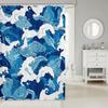 Ocean Wave Shower Curtain Japanese Hokusai Bathroom Shower Curtain Sets for Young Vintage Abstract Sea Waves Fabric Shower