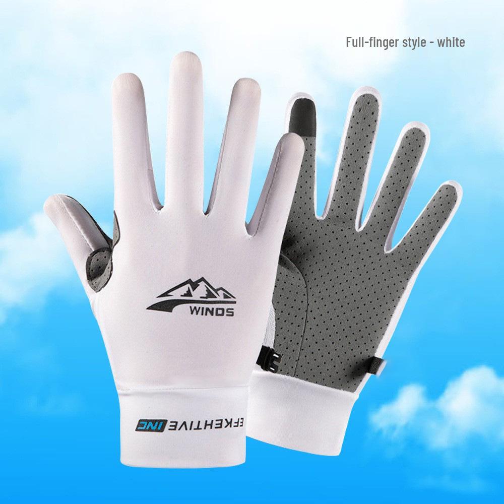 Unisex Sun Protection Ice Silk Gloves - Non-Slip, Breathable, Touchscreen-Friendly for Driving, Cycling, Fishing.