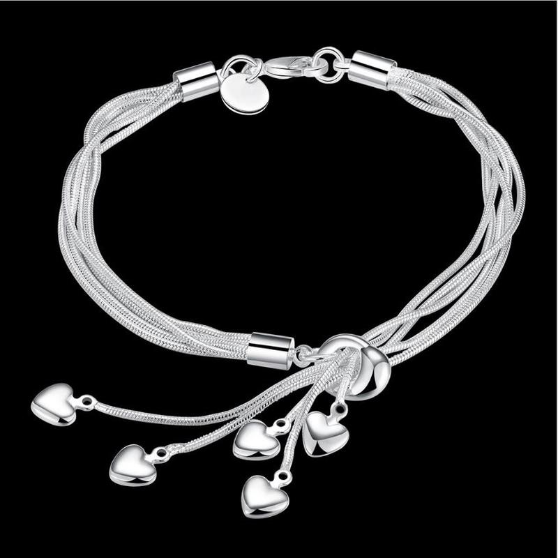 Bracciali Vintage a Catena Serpente da Ragazza Gioielli Femminili Cuore Argento 925 Bracciali per Donne Accessori di Compleanno Trendy