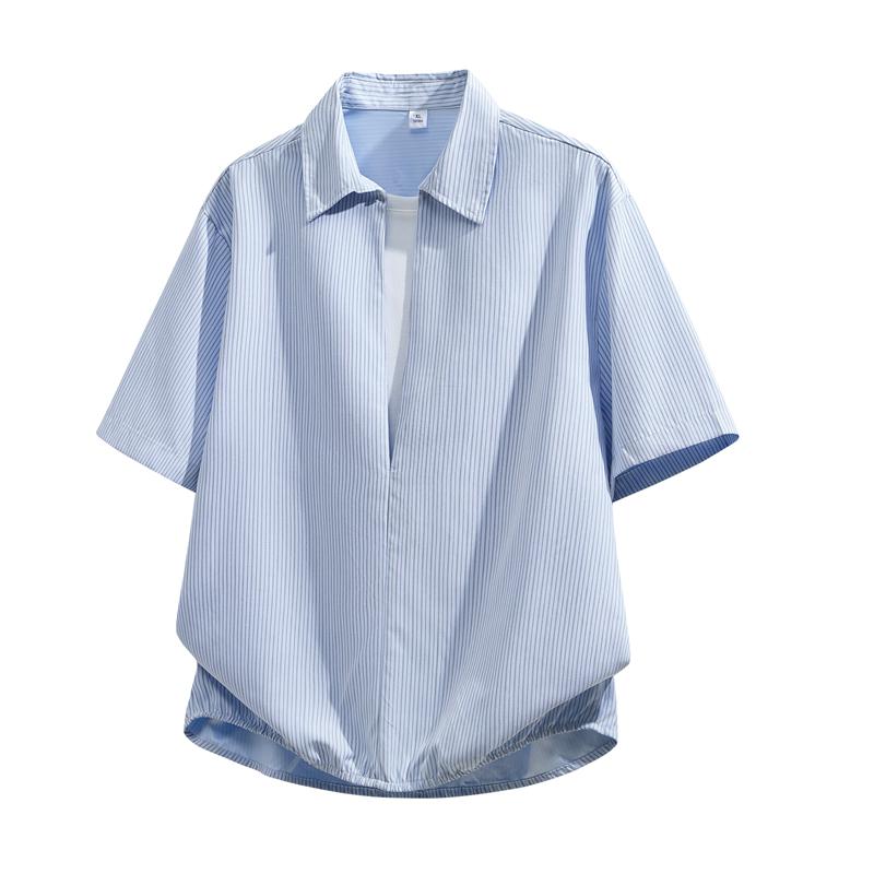 Shirt Casual Loose Contrast Color Splicing Jacket Short Sleeve Shirt