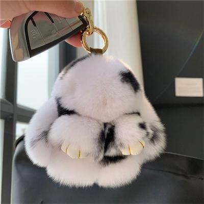 Plush Dolls Rabbit Fur Keychain Bag Charm Bags Pendant Bunny Keychain Cute Fuffy Schoolbag Pendant Plush Rabbit Key Ring