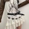 Women Trouser Belt Punk Cool Metal Buckle Adjustable Eyelet Leather Fashion Thin Waistband for Jeans Hole Waist Goth Belt