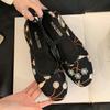 Fashion Summer 2025 New Flats Soft Bottom Mesh Breathable Sandals Embroidery Floral Round Head Mules Single Shoes Ladies Ballet Flats