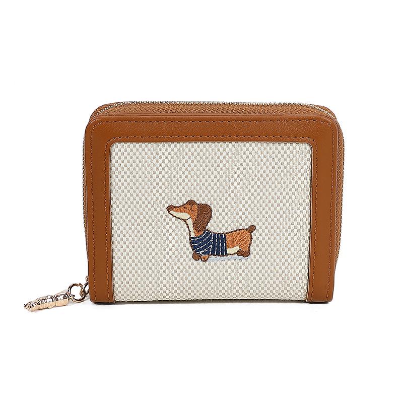 

Компактный женский кошелек для щенка большой вместимости – Короткий стиль, Модный трансграничный дизайн для студентов коричневый