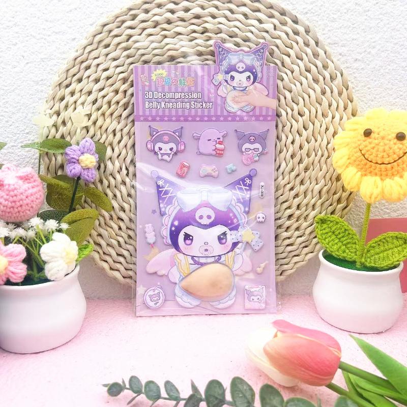 

3 шт. Милый Мультяшный Sanrio Сжимаемый Живот Стерео Снимающий Стресс Наклейка на Ягодицы Персика 3D Забавные Эстетичные Наклейки Канцелярская Наклейка Подарок