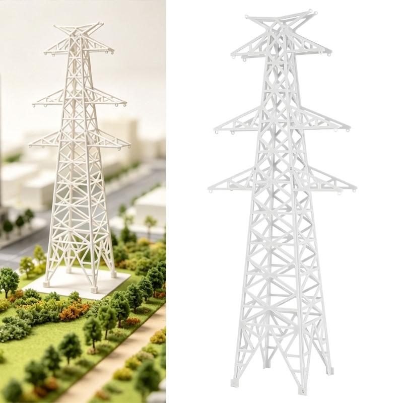 Power Line Tower Model for Dioramas Scene, ABS Miniature Realistic Electric Tower Figurine for Desktop Display Styling, Collection Layouts and