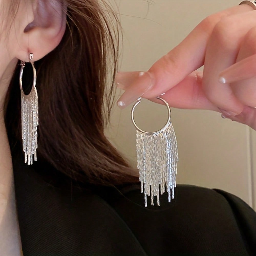 1 Pair Tassel Earrings, Long Temperament Earrings, Versatile And Fashionable Ear Accessories