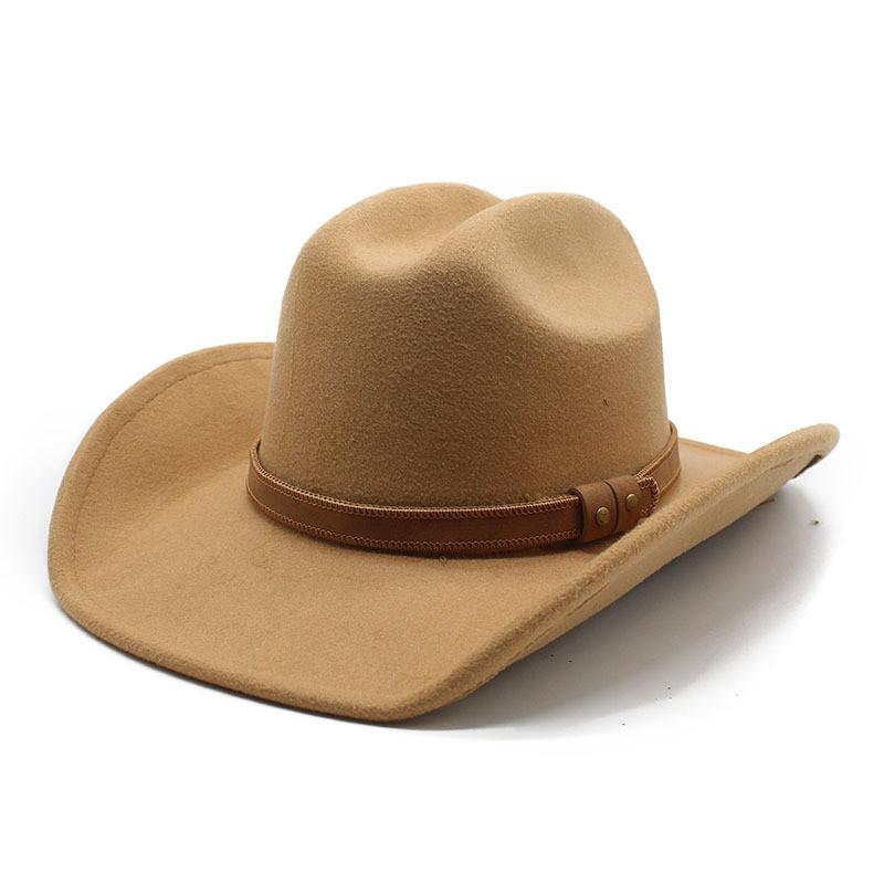 Western Cowboy Hat With Brim For Men And Women In Wool Blend For Autumn Casual Style