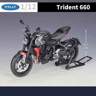 WELLY 1/12 Triumph Trident 660 2025 Simulation Alloy Motorcycle Model Shock Absorbers Collection Toy Car Gift