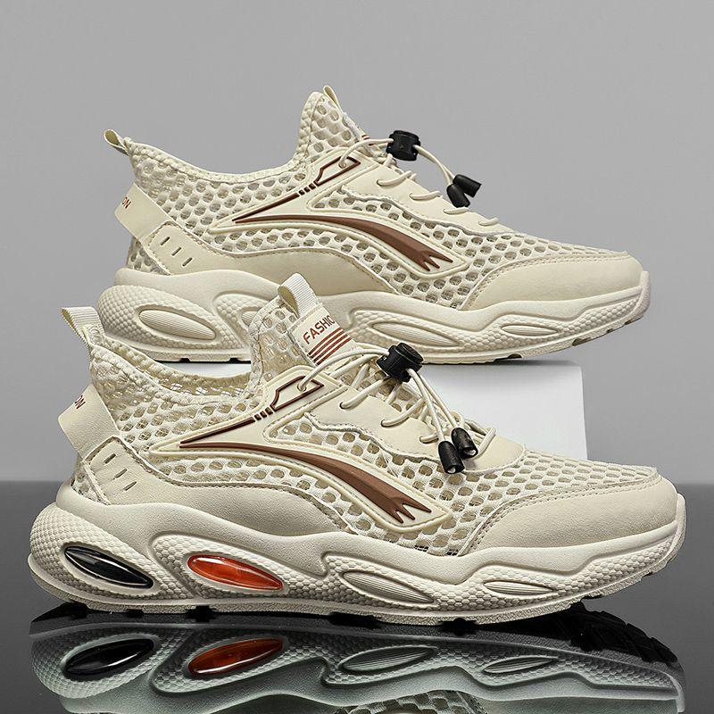 Fashion Cushioned Insole Male Sports Shoes Low-Top Beige Light On Clearance Korean Designer Cheap Liquidation Sale Men's Casual Sneakers