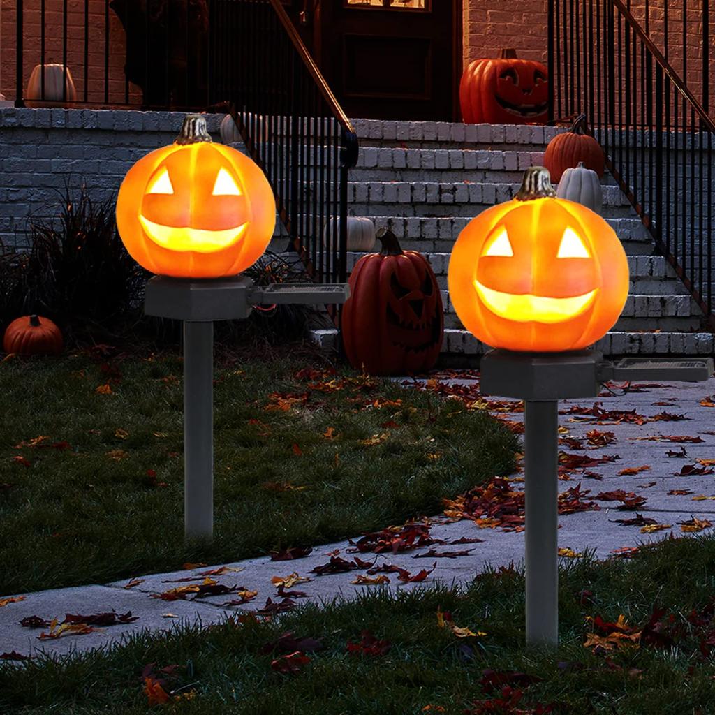 RunElves Outdoor Waterproof Solar Garden Halloween Pumpkin Recessed Set of Automatic Stylish Decorative Props for Haunted and Lights, Decorations,