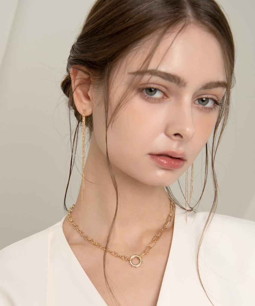Mcel 14K Raining Tassel Two-Way Long Earrings