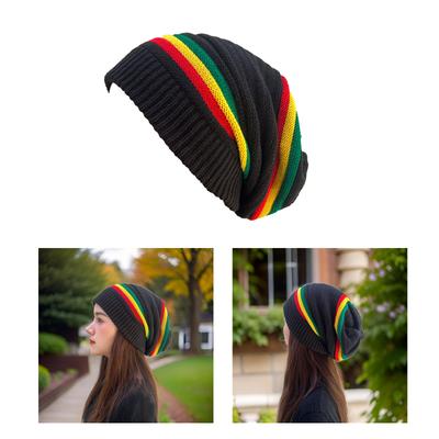Gestreifte Bunte Dekoration Hut Hiphop Unisex Strickmütze Bequeme Wärme Hut für Modische Winterkleidung
