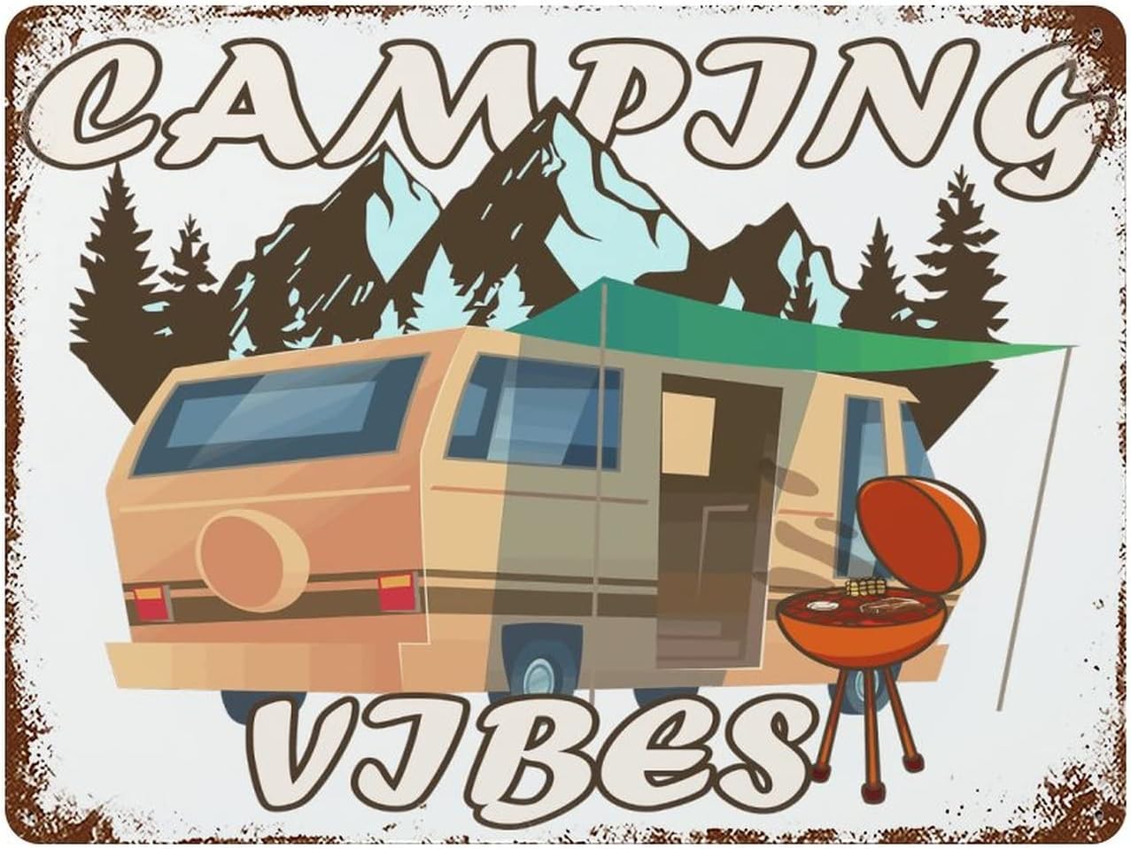 

Vintage Signs Metal Camping Vibes Metal Sign ch Hikers Tin Sign Retro Style Sign Man Cave Decor Bar Restaurant Wall Decoratio aluminum 20x30cm