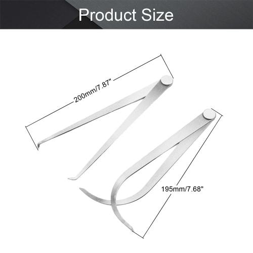 Utoolmart Outer and Inner Caliper Tool, 200mm Long, 8 Inch, 1 Piece, Stainless Steel Inside Caliper, Dedicated Tool for Measuring Internal and Externa