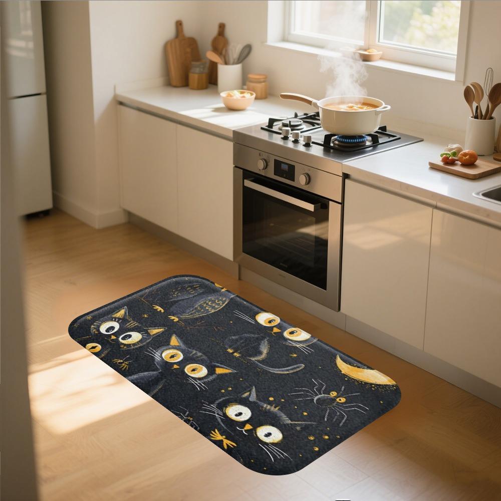 1PC Halloween Pattern Kitchen Rug Non-Slip Door Mat Pop Design Bathroom Rug Bath Mat Carpet for Home Sink Laundry Decor