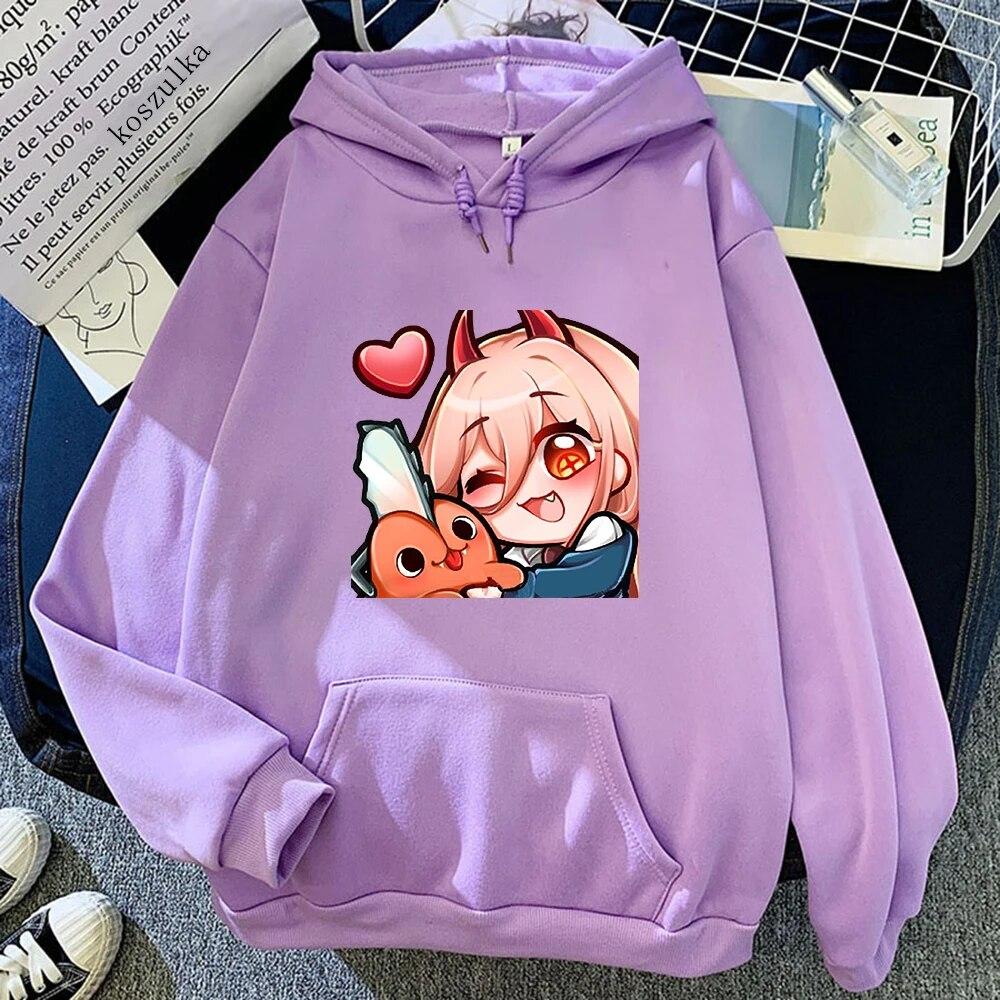 Anime Chainsaw Unisex Niedliche Pochita Power Hoodies Winter Warm Unisex/Damen Frühling/Herbst Unisex Sweatshirt Ästhetische Harajuku Sudaderas Unisex