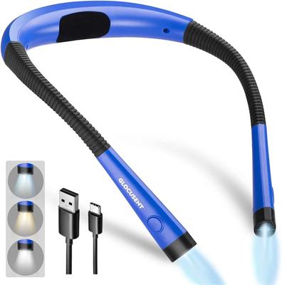 LED Nackenleselampe USB Wiederaufladbar Leselampe im Bett 3 Farben & 3 Helligkeiten Einstellbar Buchlampe Nacken Buchleselampe