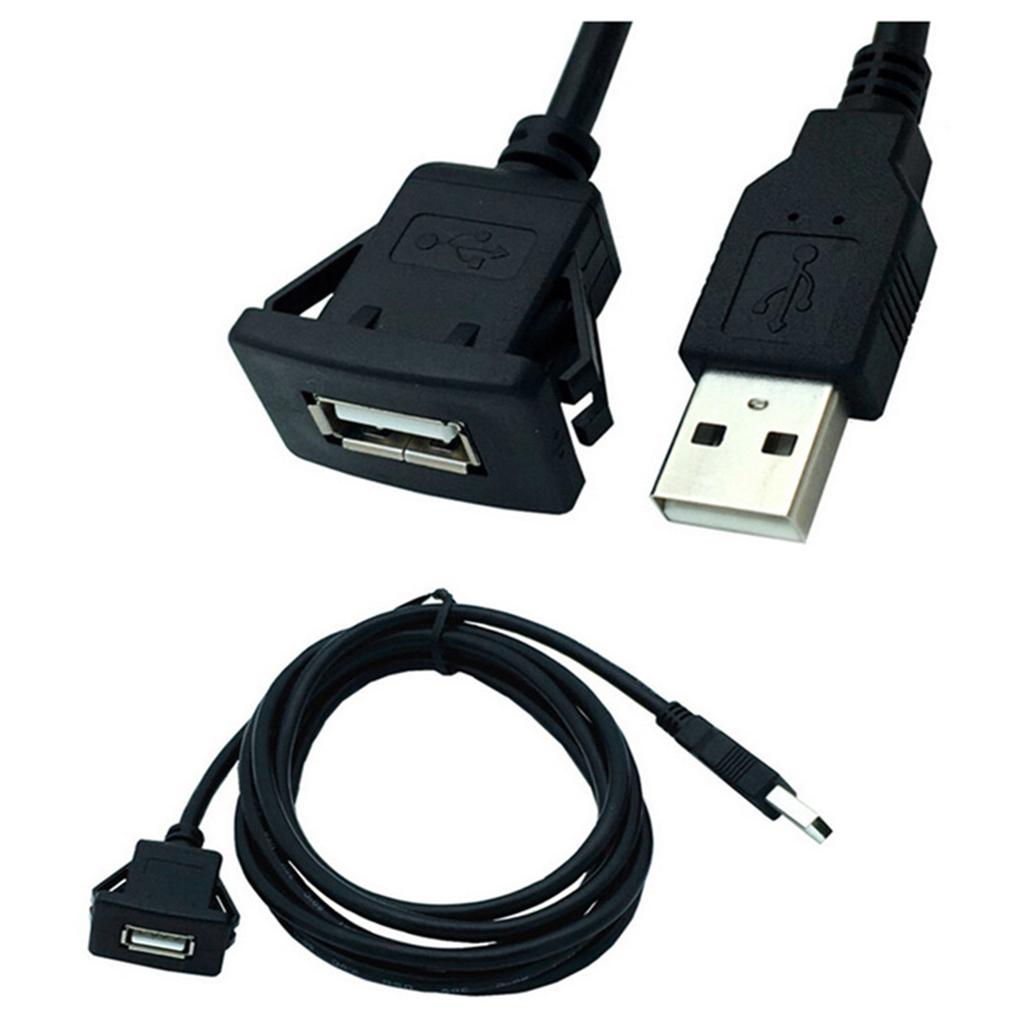 Flush Mount SUV Car Dashboard USB Port Audio Line Extention Cable Male To Female