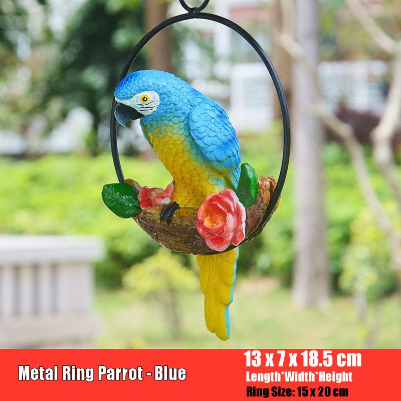 Creative Resin Parrot Hanging Tree Outdoor Garden Decoration Statue Animal Sculpture for Home Office Room Decor Ornament