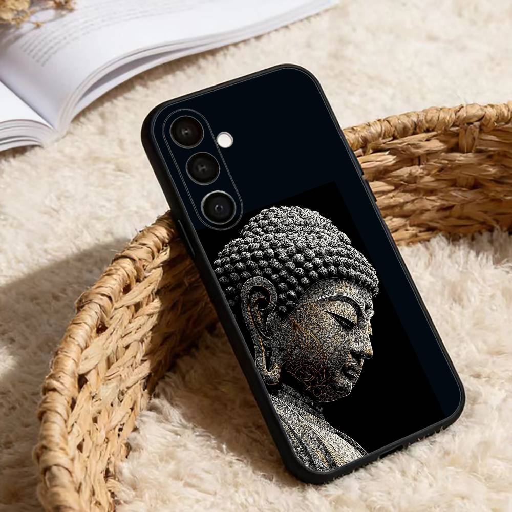 Belief Buddha Art Pattern Phone Case For Samsung Galaxy A13,21s,22,31,32,52,53,71,72,73,Soft Black Cover