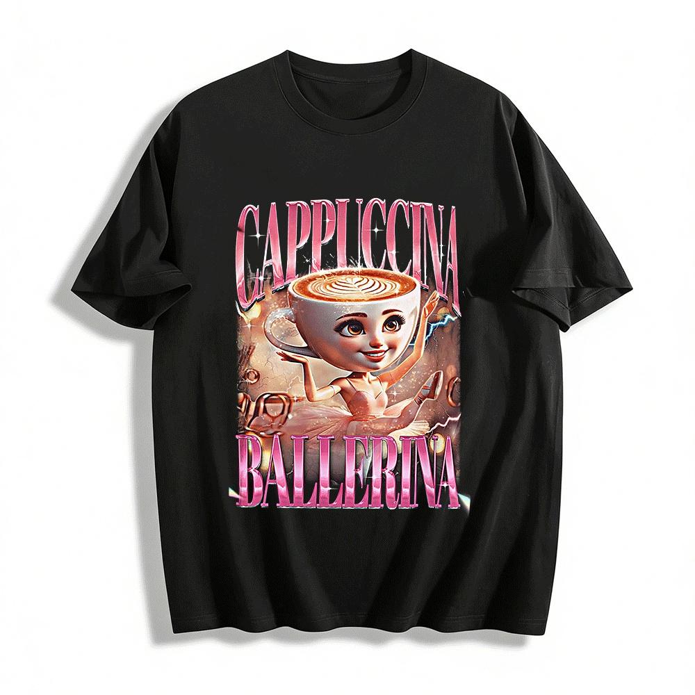 

Cappuccina Ballerina Cute Graphic Print Casual Top Pure cotton T-shirt XXS
