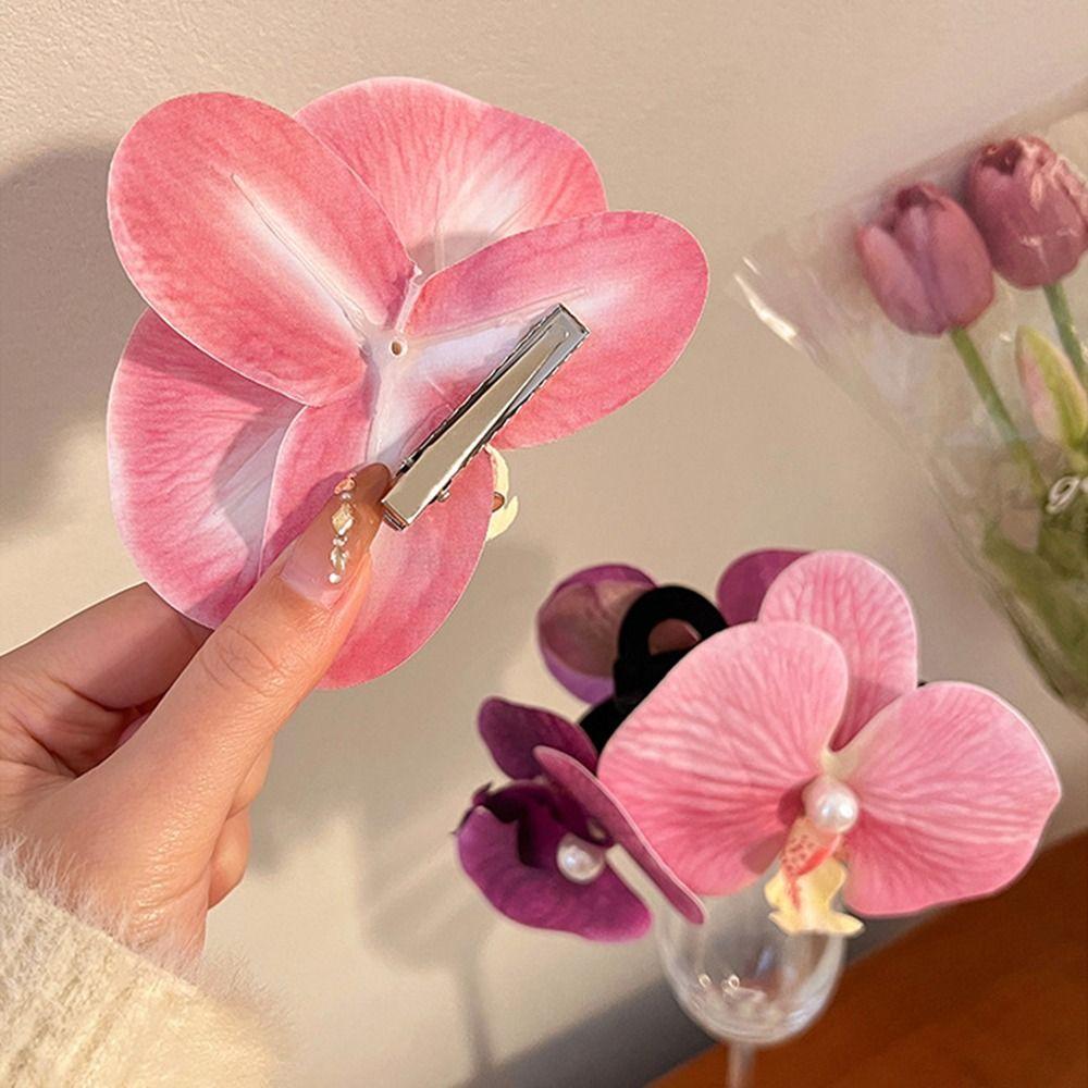 1Pcs Phalaenopsis Pearl Hair Clip Orchid Hair Clip Duckbill Clip Hair Styling Tools Bow Flower Hair Clips Hair Accessories