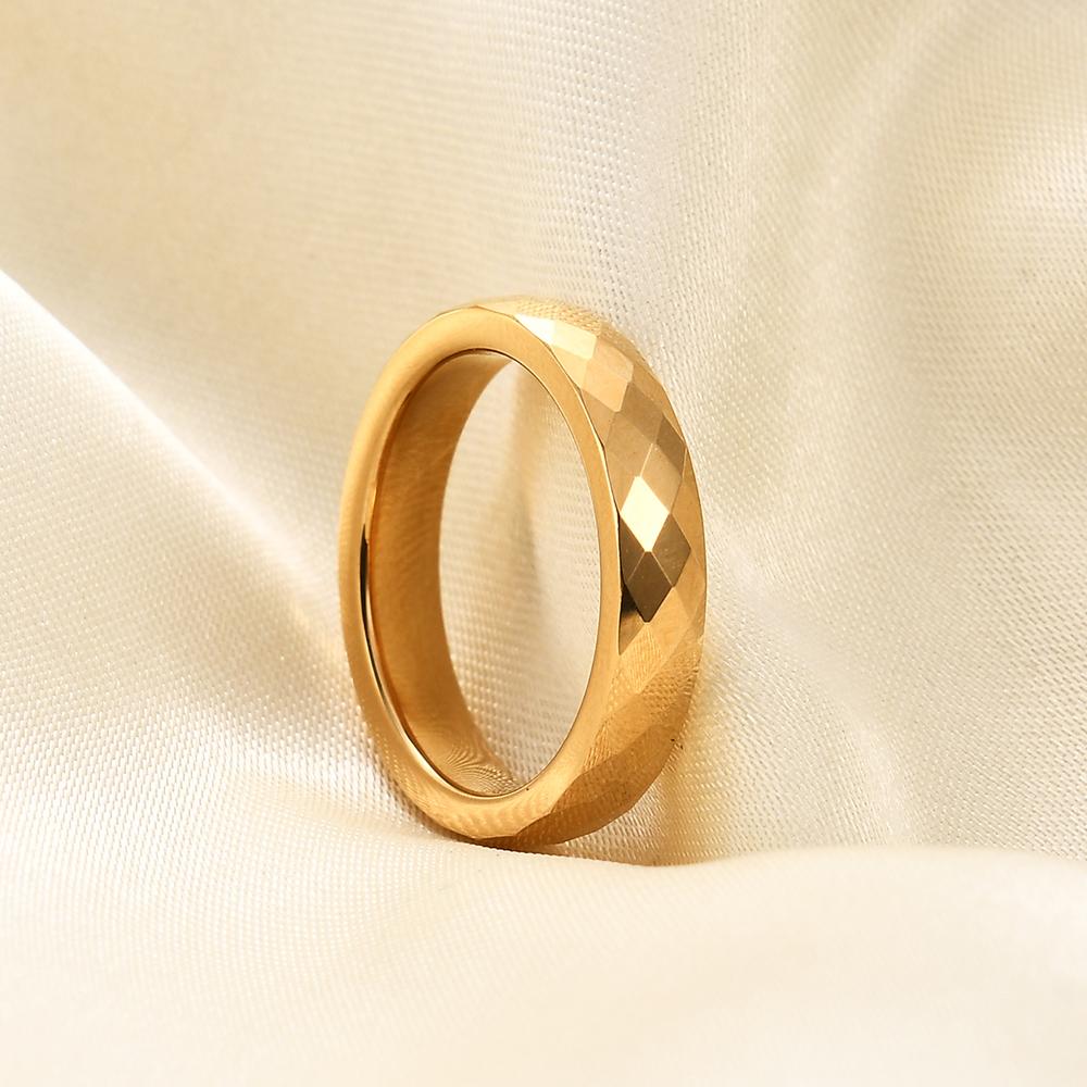 Fashion Tungsten Steel 4MM/6MM Ring for Women Cut Polygonal Couple Rings Wedding Party Jewelry and Accessories