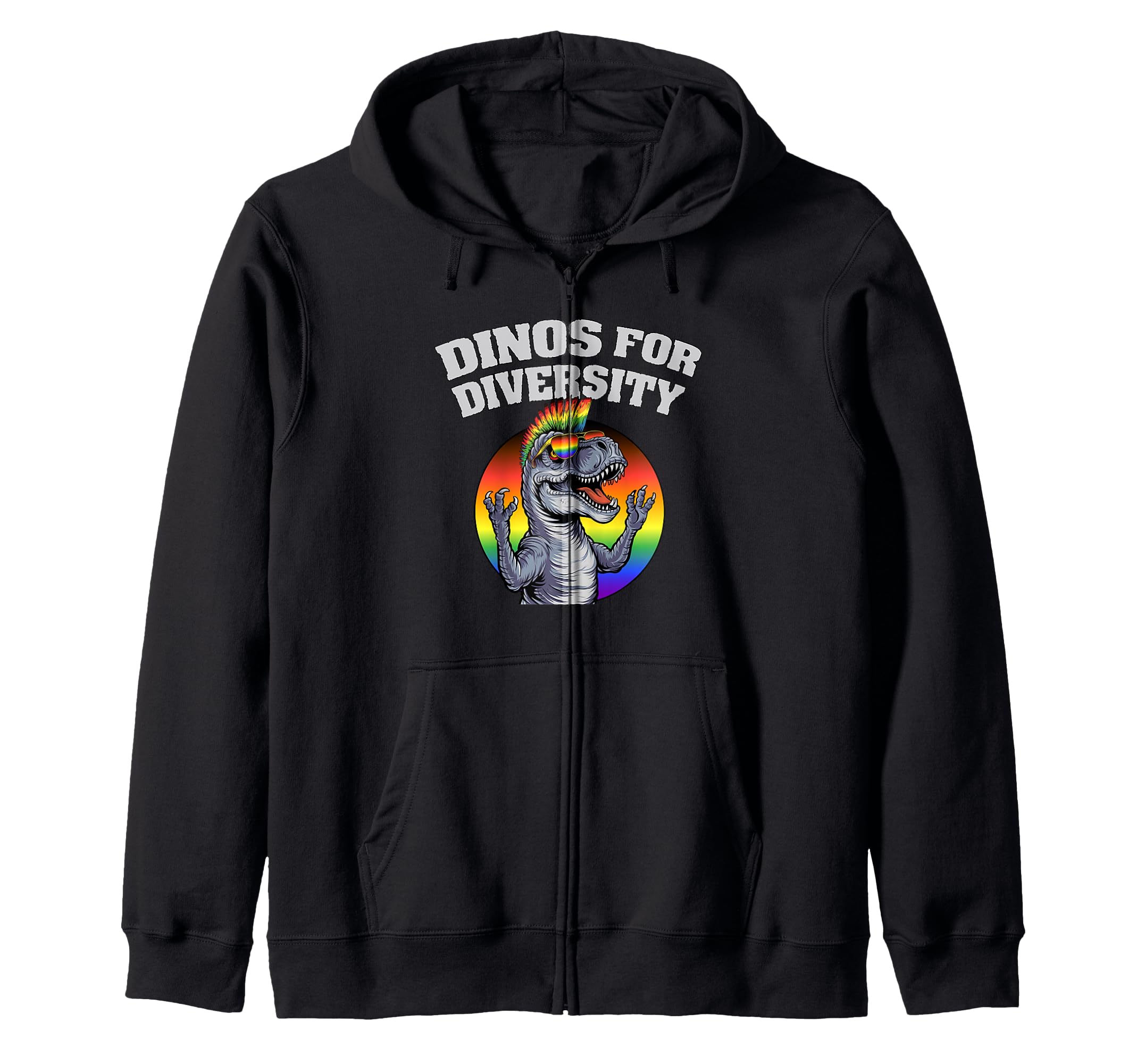 

Dinos for Dinos for Diversity Gay Pride Funny Sunglasses Zip Hoodie LGBTQ+ T-rex чорний