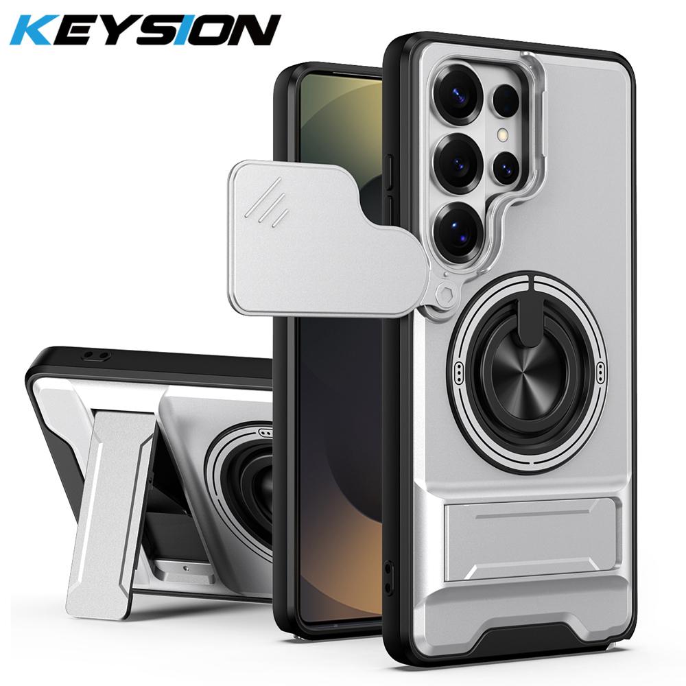 KEYSION Magnetic Phone Case for Samsung Galaxy S25 S26 Ultra S26+ S25 FE Slide Camera Protection Upright Kickstand Ring Shockproof Cover
