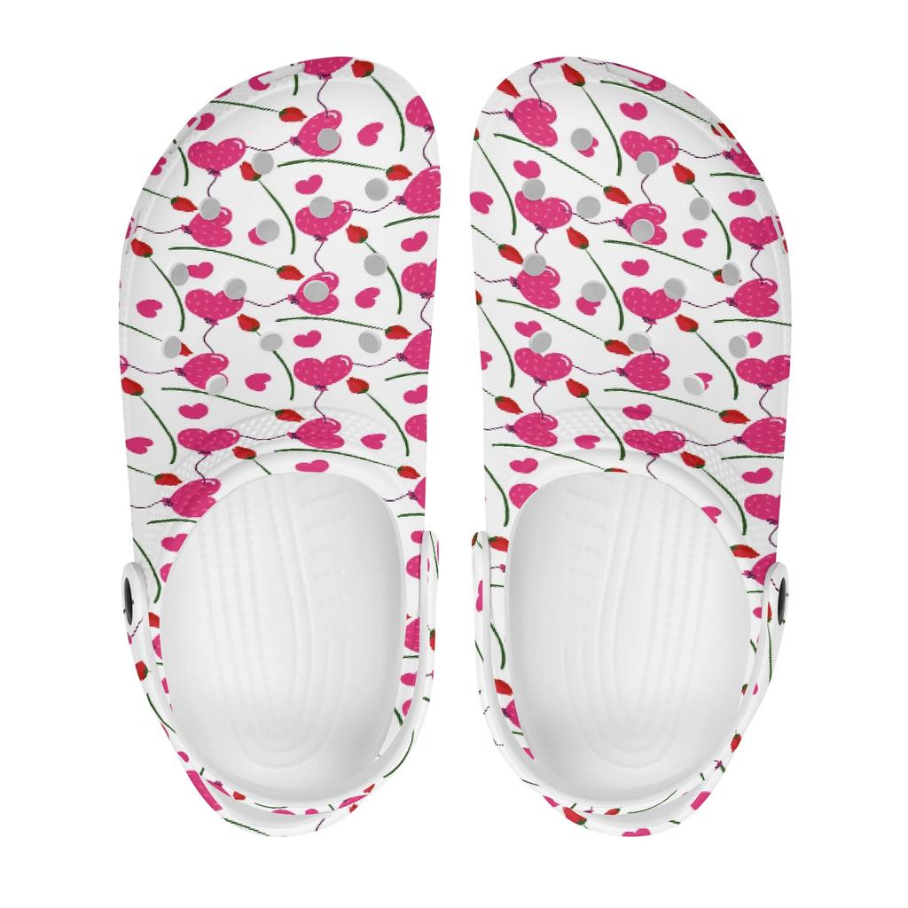 White Printed EVA Clogs Adult Unisex Easy Wear Breathable Slip On Casual Shoes Soft Sole Summer Sandals Lightweight Daily Wear