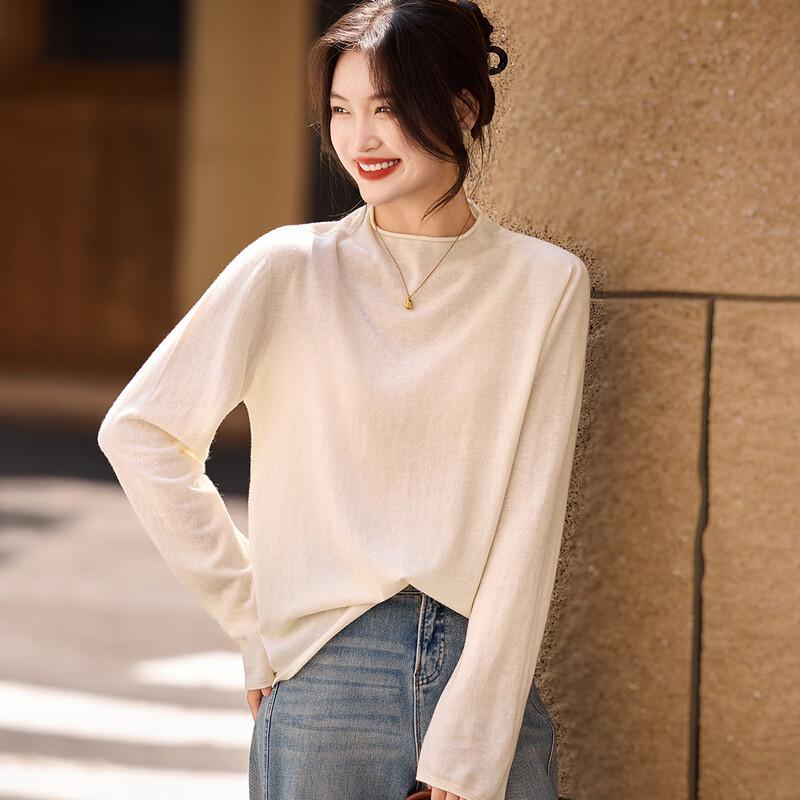 Srcr Women's Cashmere Blend Semi-High Collar Knit Sweater