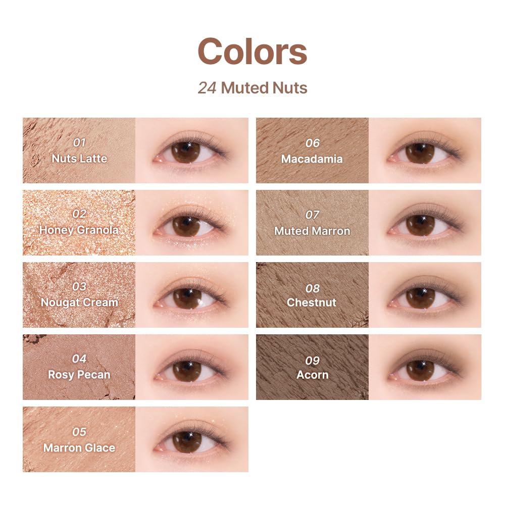 Official Dasique Muted Nuts Eyeshadow Bag Palette #24 9-Color Palette/Eyeshadow/Tear Maker/Eyeshadow