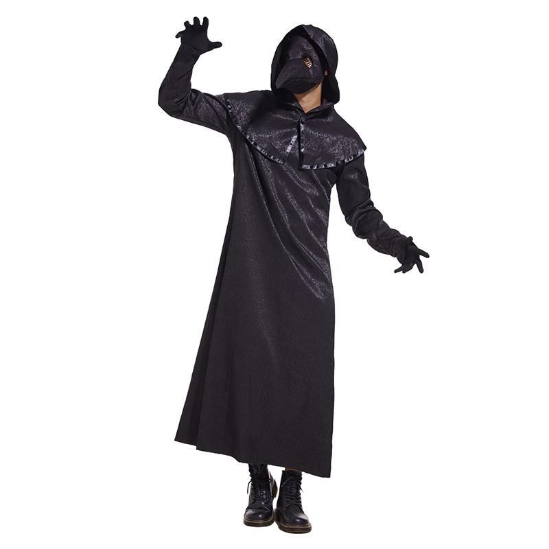 Halloween Europe Medieval Black Death Plague Men Bird Beak Mask Doctor Role Stage Performance Costume