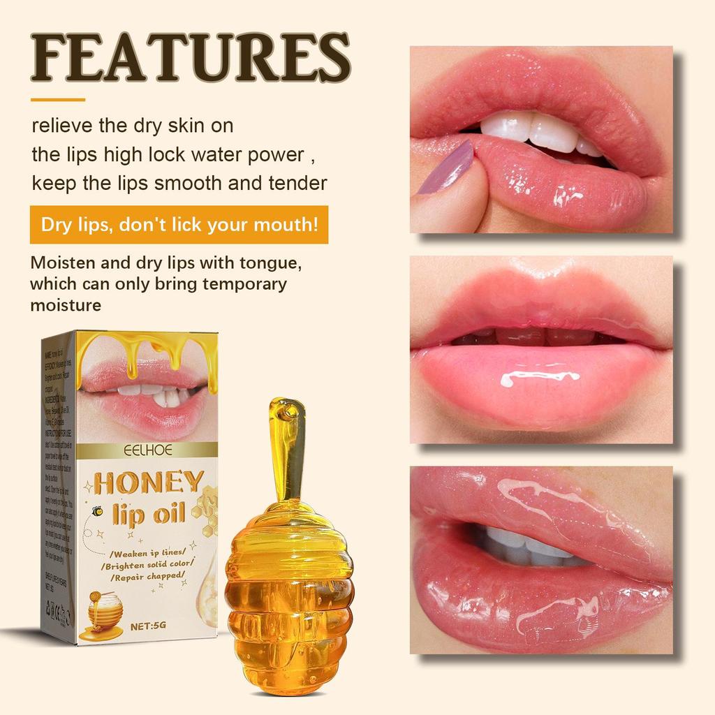 EELHOE Honey Lip Oil: Moisturizes, Gently Cares for Dry or Peeling Lips