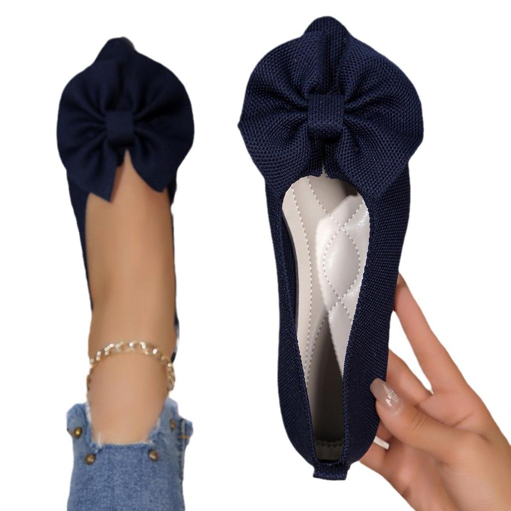 Sneakers new shallow mouth pointed head flat bottom low-top shoes women's flat heel bow breathable shoes