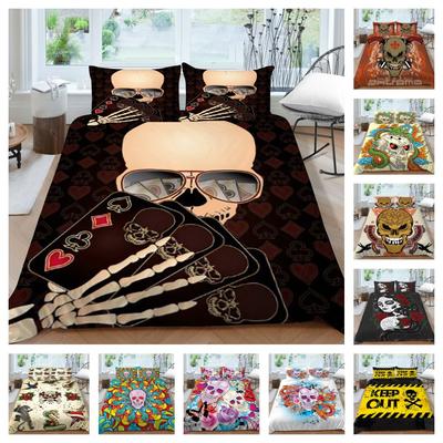 Ensembles de housse de couette, ensemble de literie avec impression de crâne 3D, pour enfants, école, adultes, lit, taie d'oreiller en Polyester, textile de maison respirant et chaud