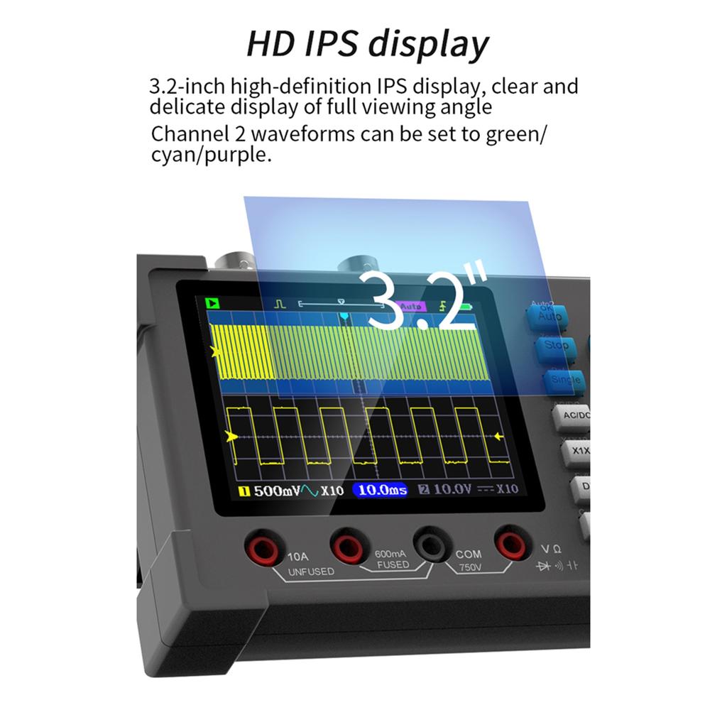 Digital Oscilloscope Multimeter 3 In1 Digital Oscilloscope 3.2in  Display 250MSa/s Sampling Rate Multimeter Oscilloscope