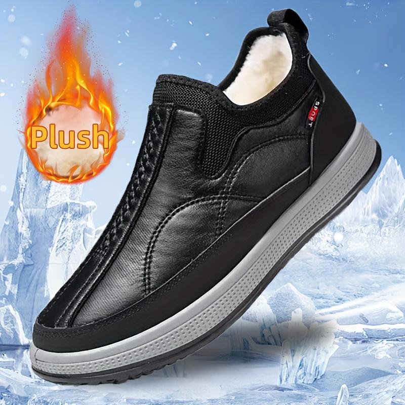 Men's Slip-On Winter Boots - Thermal Insulated Cold Weather Shoes with Non-Slip PVC Sole, Easy Slip-On Closure,Short Boot Design