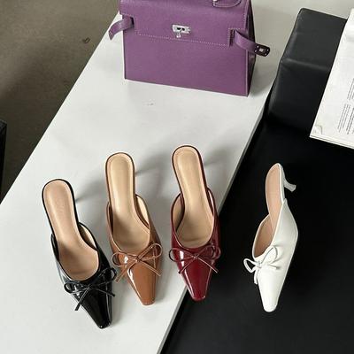2025 Woman Slippers Fashion Pointed Toe Thin High Heels Shoes Women Street Style Stripper Party Slides Zapatos De Mujer 356