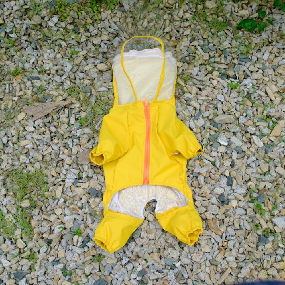 Hooded Design Dog Raincoat with Zipper Four-legged Raincoat Waterproof Pet Clothes Rainy Day L