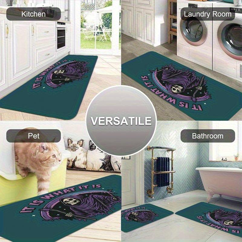 1PC Halloween skull Kitchen Rug Non-Slip Door Mat Pop design Bathroom Rug Bath Mat Carpet for Home Sink Laundry Decor
