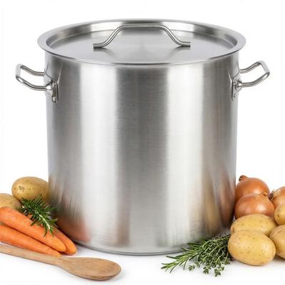 Steel Pot 26L With Metal Lid For Cooking Silver 32.5 Cm