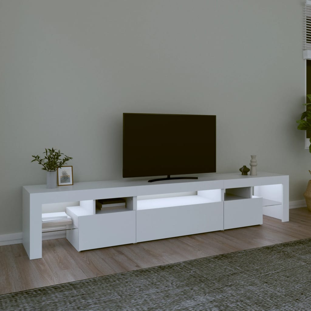 Vidaxl Szafka Pod Tv Z Oświetleniem Led, Biała, 215X36,5X40 Cm