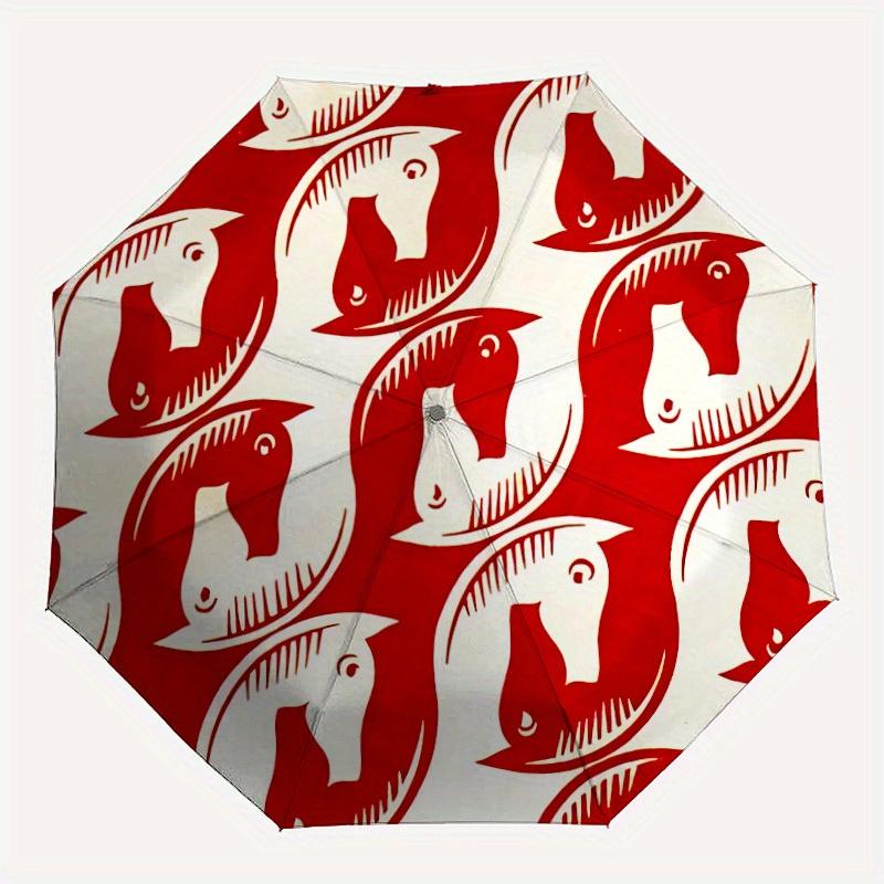 

1pc Horse Pattern Automatic Open/Close Umbrella, Portable Folding Umbrella for Travel, Themed Events, It is suitable as a gift for various festivals,