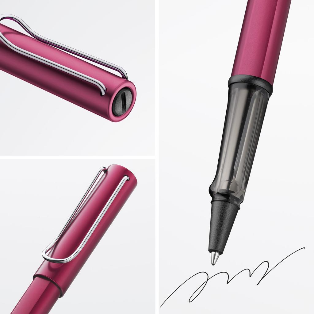 LAMY Deep Purple Rollerball Pen Ergonomic Medium Line Width Lightweight Aluminum Body Includes Black LAMY M 63 Rollerball Refill AL-star - Clear,
